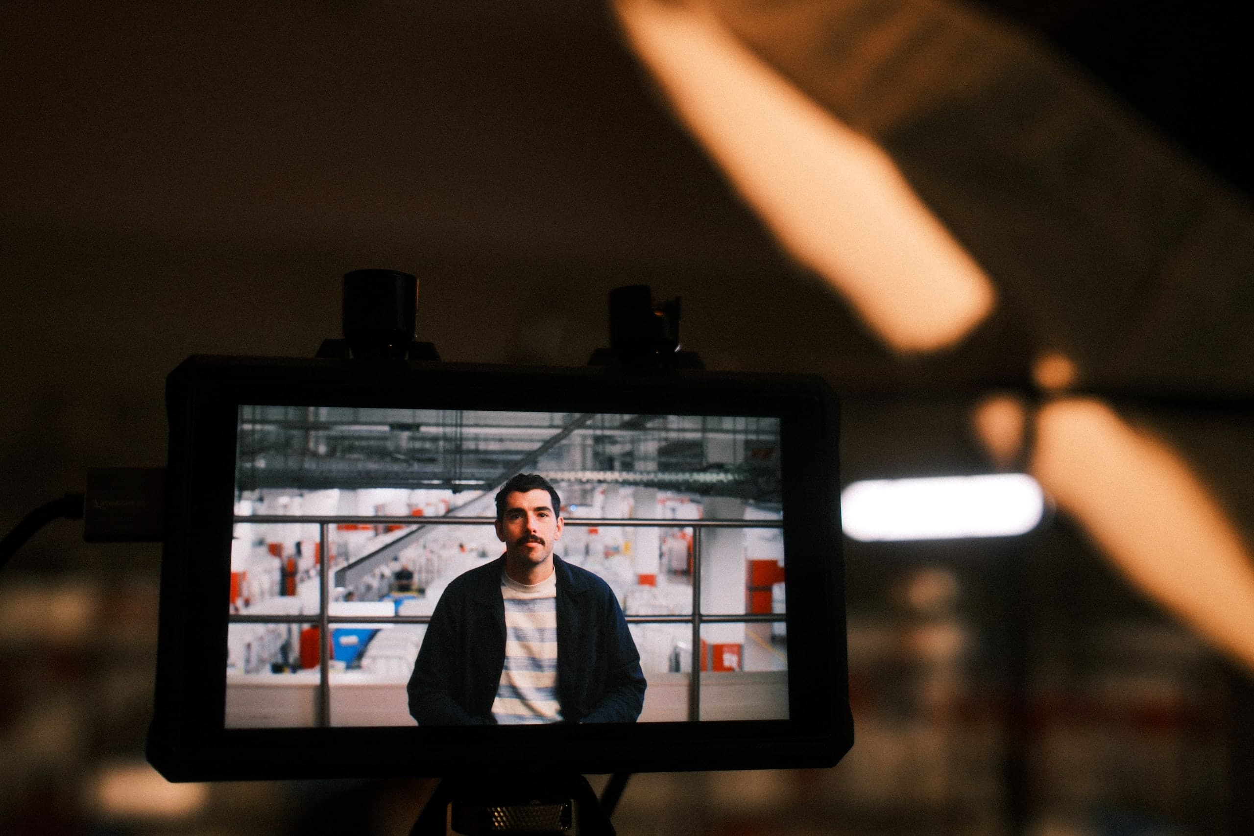 An interview framed on the field monitor